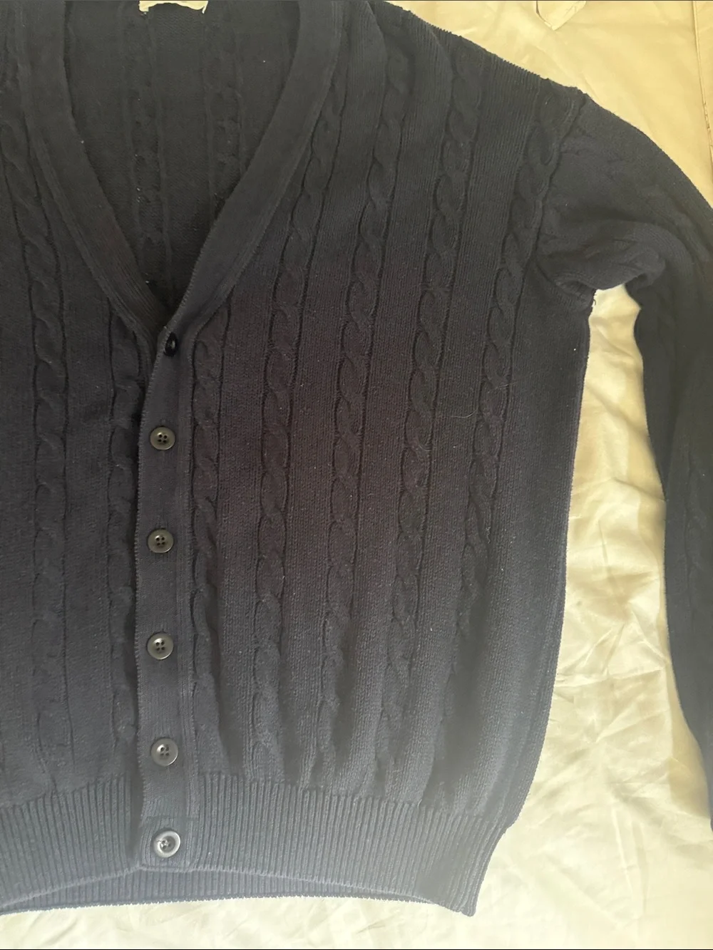 Vintage 80’s Benetton Cotton Cableknit Cardigan Unisex Large